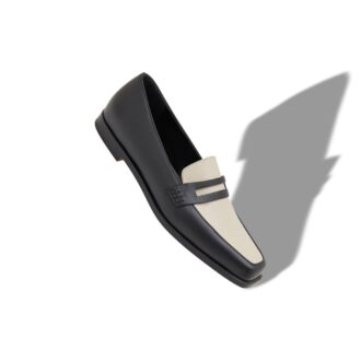 POLONOFF Loafers i svart och krämfärgat kalvskinn