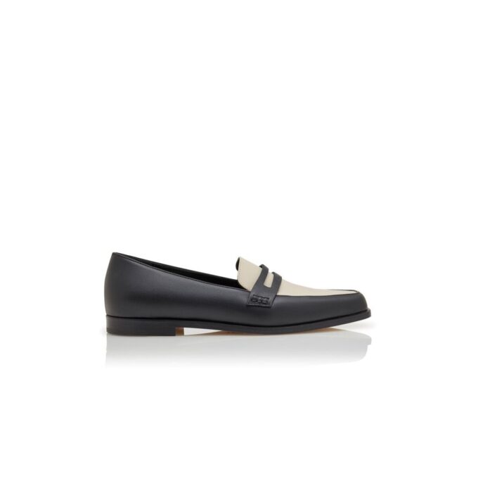 POLONOFF Loafers i svart och krämfärgat kalvskinn POLONOFF Loafers i svart och krämfärgat kalvskinn