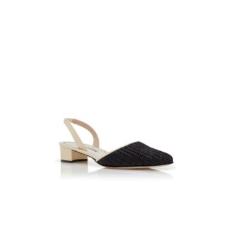 RAFFRO Pumps i krämfärgad och svart raffia med slingback