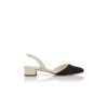 RAFFRO Pumps i krämfärgad och svart raffia med slingback RAFFRO Pumps i krämfärgad och svart raffia med slingback