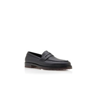 RANDY Svarta pennyloafers i kalvskinn