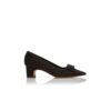 READOR Svarta pumps i mocka med rosettdetalj READOR Svarta pumps i mocka med rosettdetalj