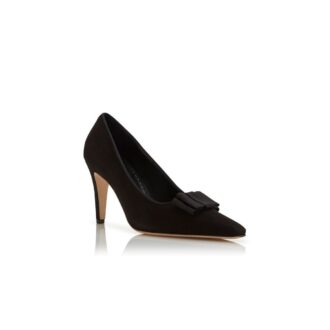 READORHI Svarta pumps i mocka med rosettdetaljer