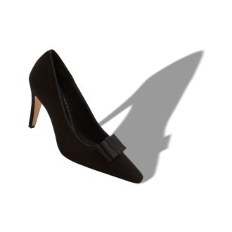 READORHI Svarta pumps i mocka med rosettdetaljer