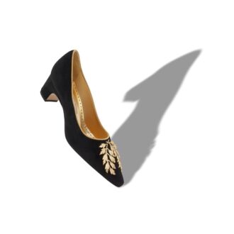 REVALO Pumps i svart sammet med dekorationer