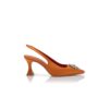 RONCONASLI Orange satinpumps med kristallprydnad och slingback RONCONASLI Orange satinpumps med kristallprydnad och slingback