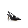 RONCONASLI Svarta pumps i satin med kristallprydnad och slingback RONCONASLI Svarta pumps i satin med kristallprydnad och slingback