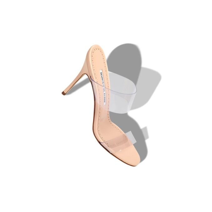 Scolto ljusbeige PVC-mules med öppen tå Scolto ljusbeige PVC-mules med öppen tå