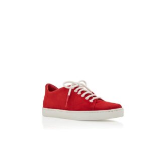 SEMANADA Röda sneakers i mocka med låg profil