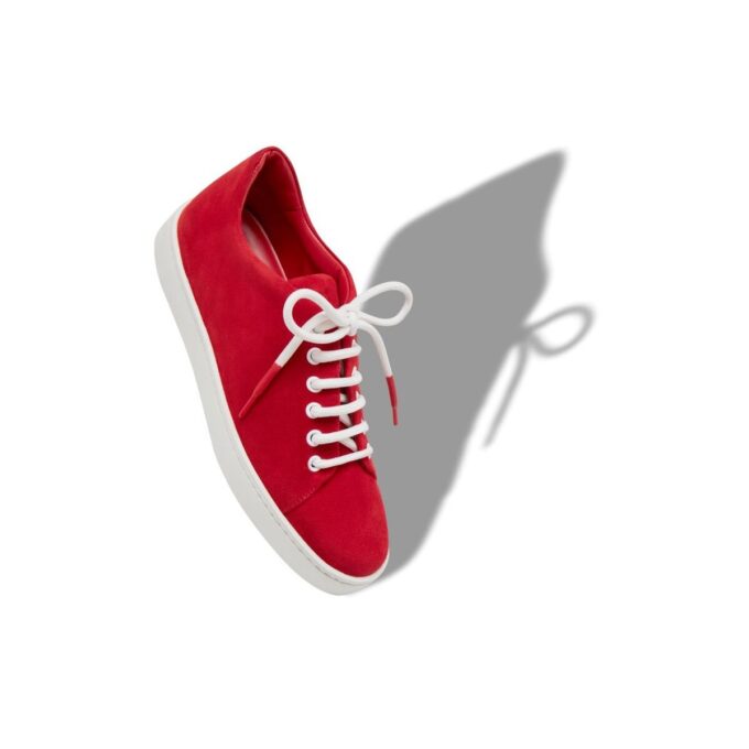 SEMANADA Röda sneakers i mocka med låg profil SEMANADA Röda sneakers i mocka med låg profil