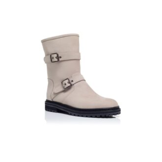 SULALTROSA grå nubuck-ankelstövlar med dubbla spännen SULALTROSA grå nubuck-ankelstövlar med dubbla spännen