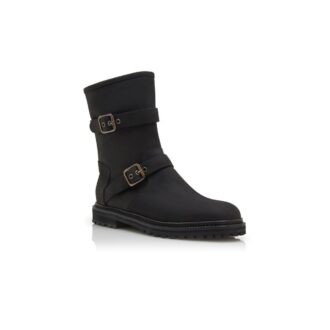 SULALTROSA Svarta ankelstövlar i nubuck med dubbla spännen