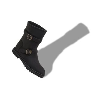 SULALTROSA Svarta ankelstövlar i nubuck med dubbla spännen