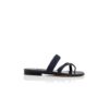 SUSARA Marinblå platta sandaler i raffia SUSARA Marinblå platta sandaler i raffia