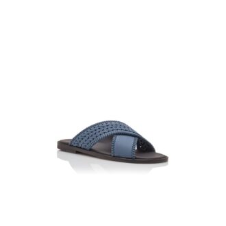 TEX ljusblå sandaler i vävd nubuck