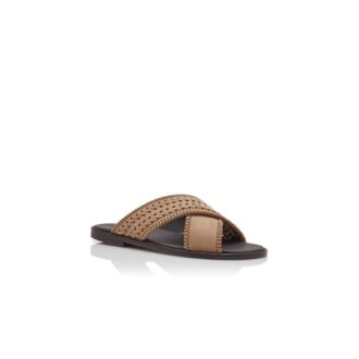 TEX ljusbruna sandaler i vävd nubuck