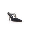 TRUTA Svarta pumps i grosgrain med T-rem och smyckesdetaljer TRUTA Svarta pumps i grosgrain med T-rem och smyckesdetaljer