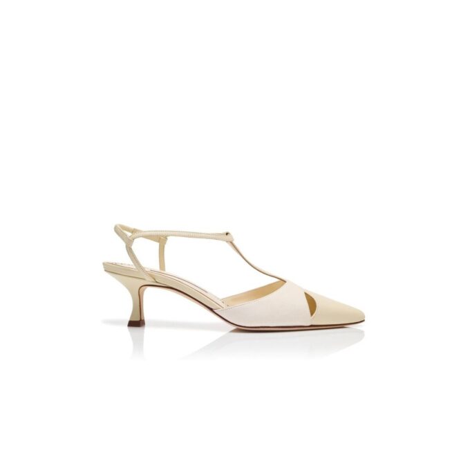 TURGIMOD Ljusbeige pumps i nappaläder med T-rem TURGIMOD Ljusbeige pumps i nappaläder med T-rem