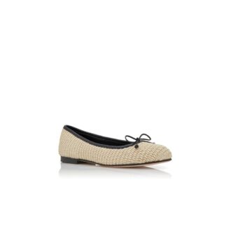 VERALLI Ljusbeige och svarta raffia-ballerinaskor