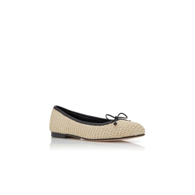 VERALLI Ljusbeige och svarta raffia-ballerinaskor VERALLI Ljusbeige och svarta raffia-ballerinaskor