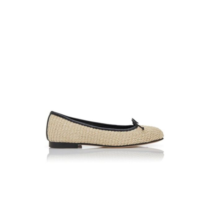 VERALLI Ljusbeige och svarta raffia-ballerinaskor VERALLI Ljusbeige och svarta raffia-ballerinaskor