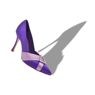 VIERAPUMP Lila Pumps i satin med veckade detaljer