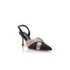 VIERASLI Svarta pumps i svart satin med veckade detaljer och slingback VIERASLI Svarta pumps i svart satin med veckade detaljer och slingback